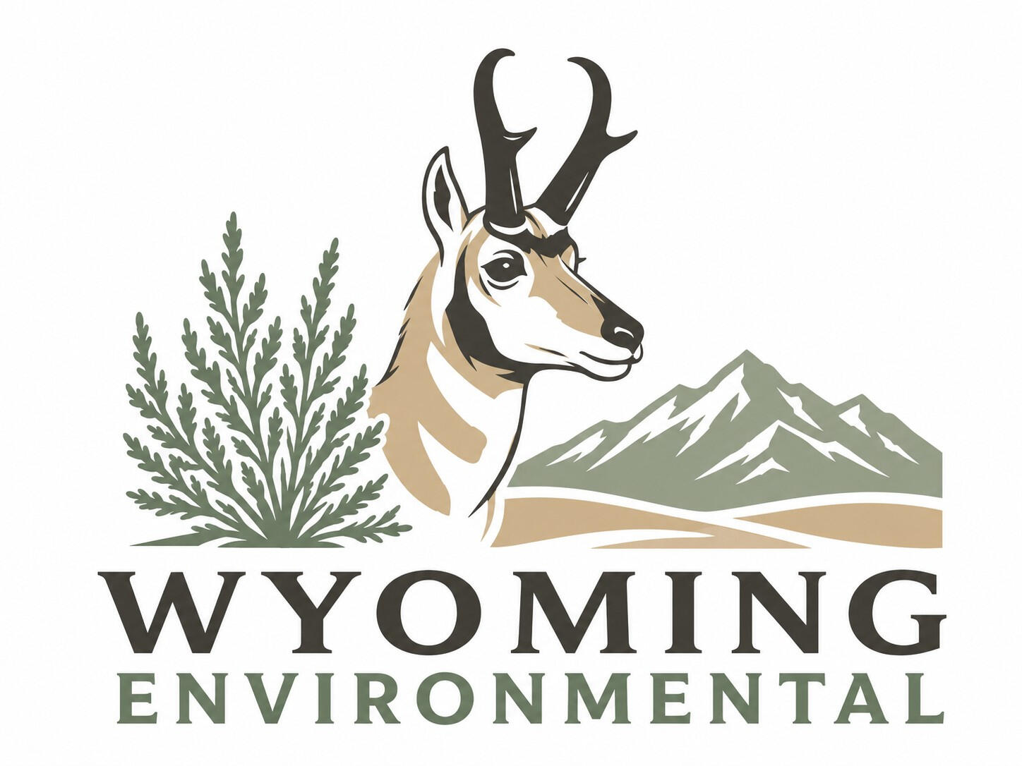 Wyoming environmental A pronghorn and Wyoming Environmental words